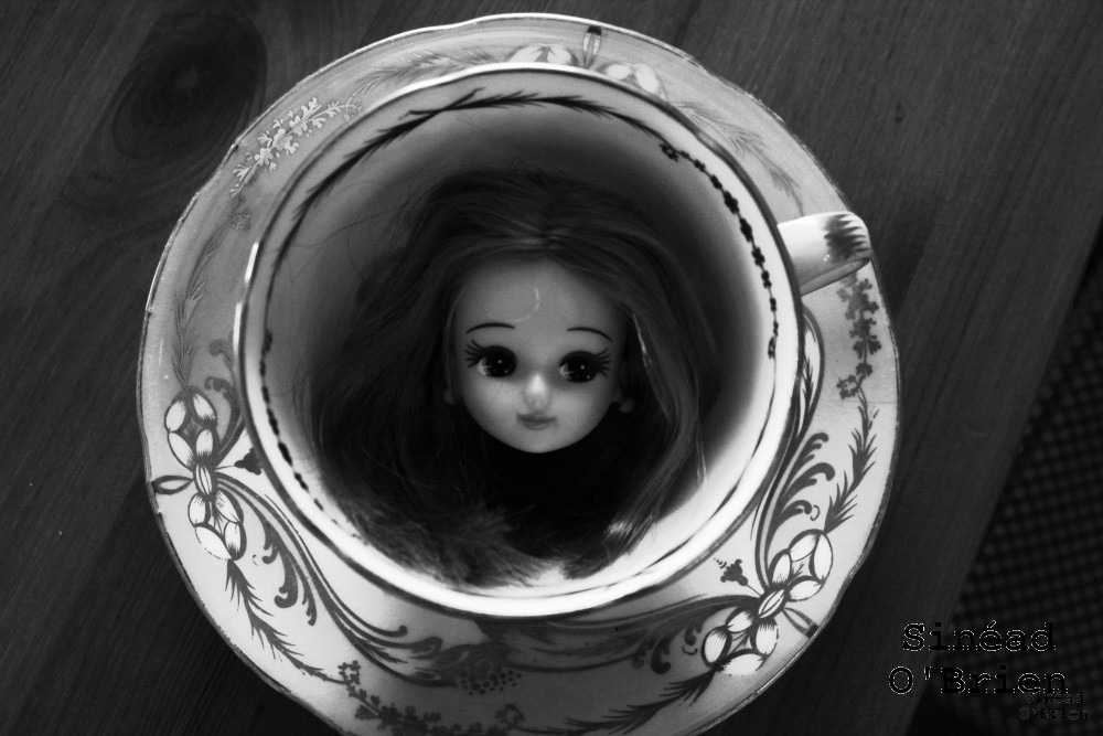 licca doll head in a cup
