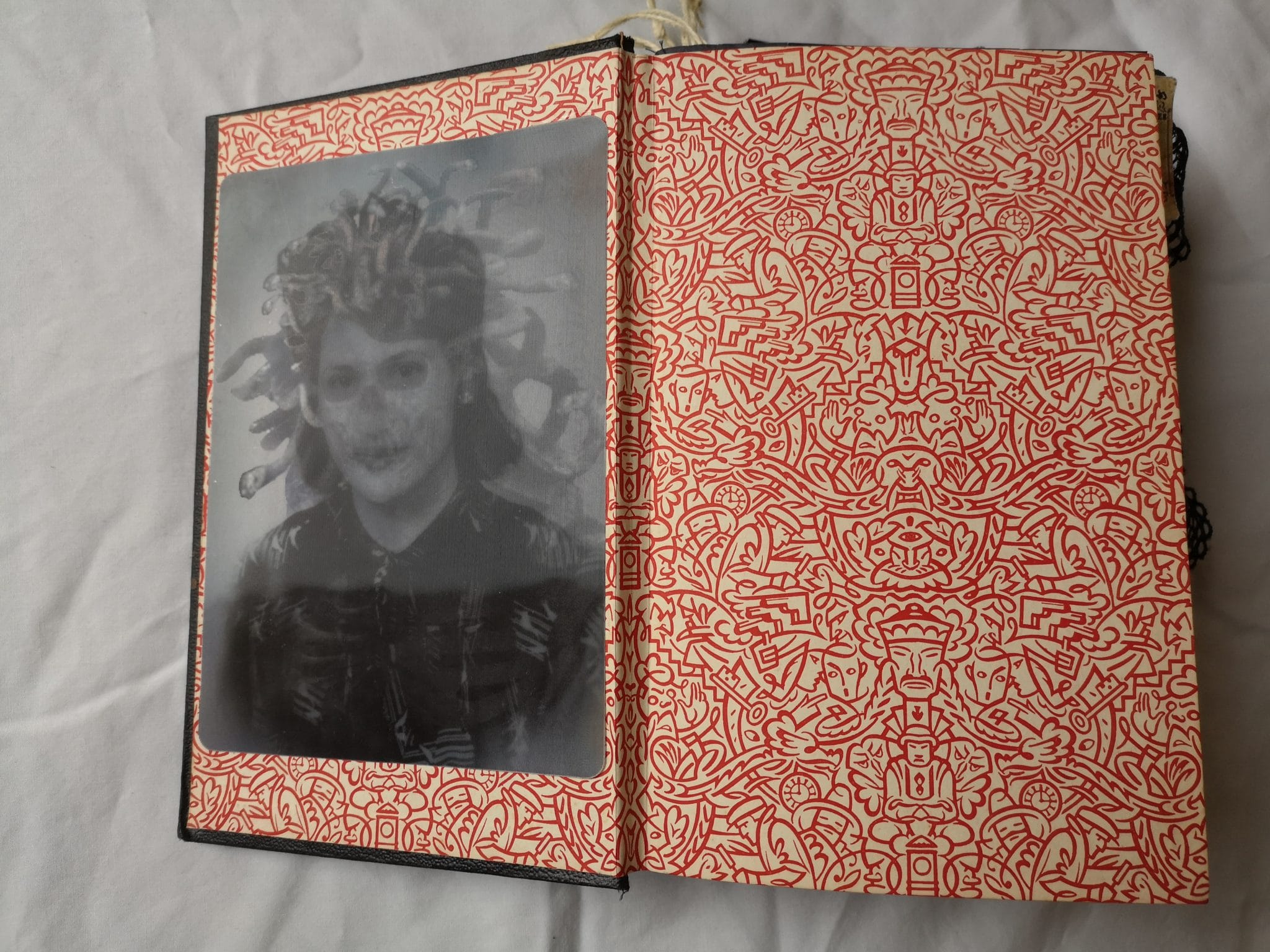 holographic picture on inside cover of Gothic junk journal