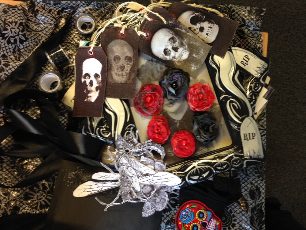 close up of various Gothic/Witch ephemera received in a recent swap