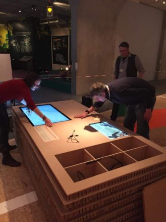Set up of interactive table at The Hague and the Atlantic Wall exhibition