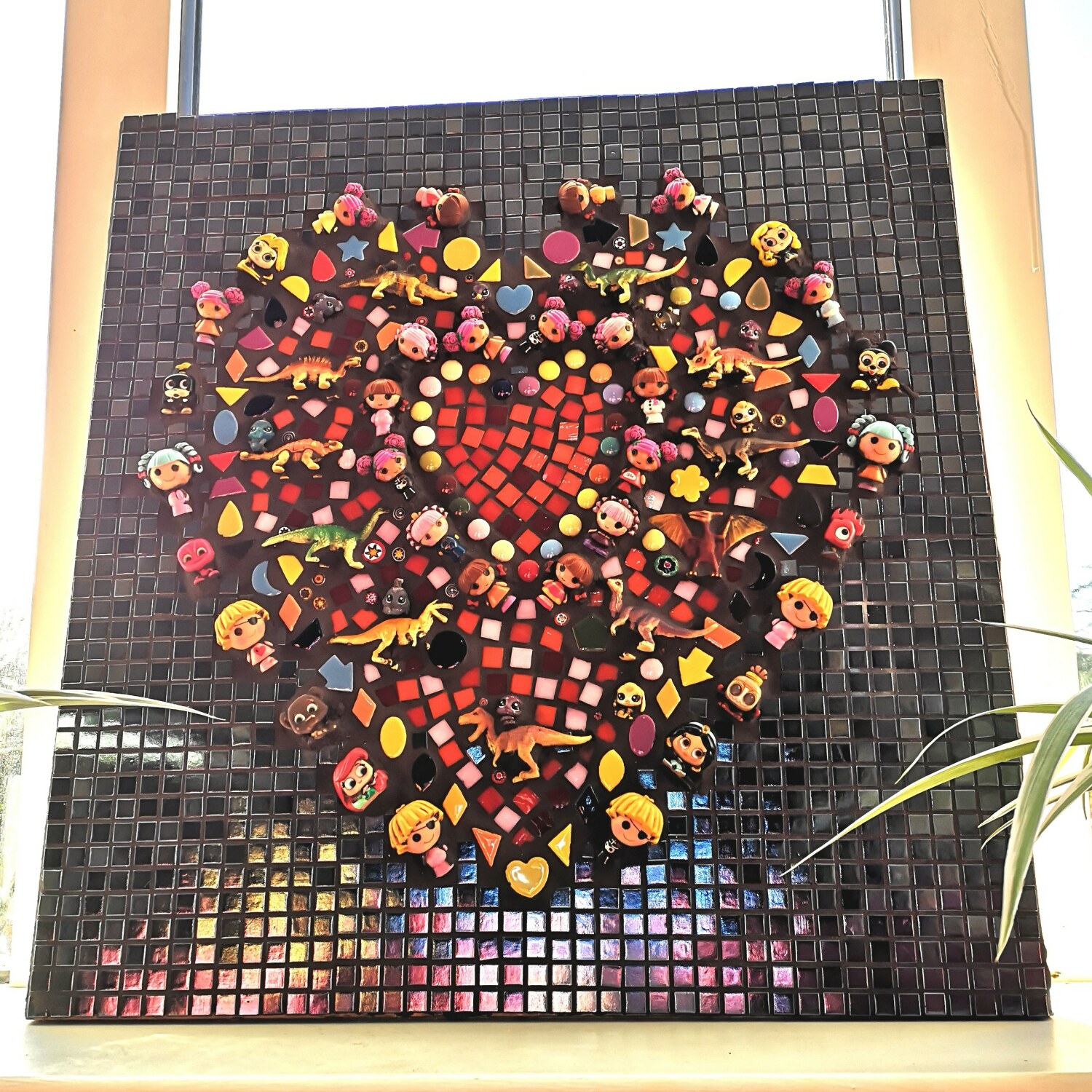 Small toy heart mosaic - finished